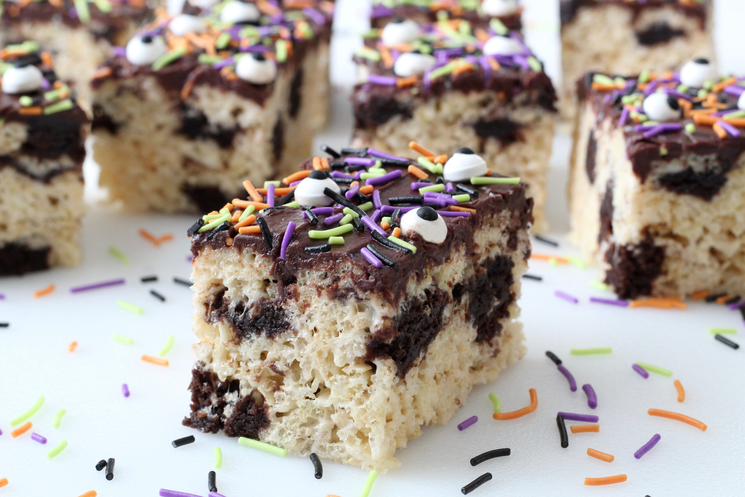 Halloween Rice Krispie Treats with Brownies