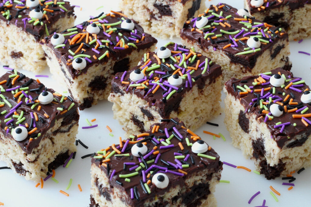 Halloween Rice Krispie Treats with Brownies