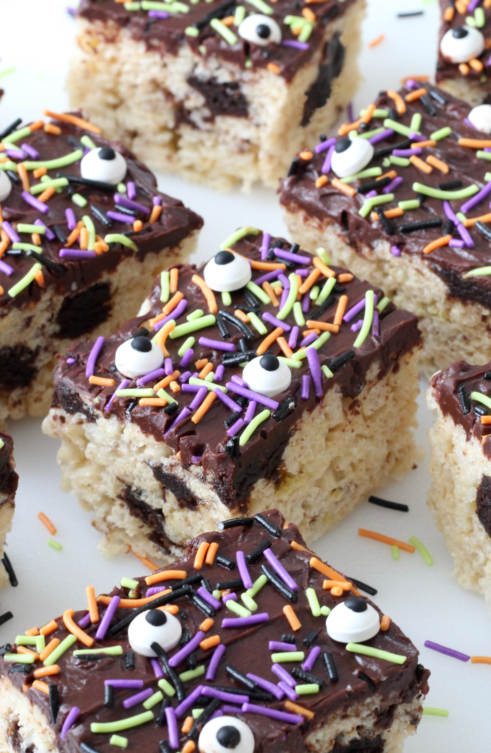 Halloween Rice Krispie Treats with Brownies