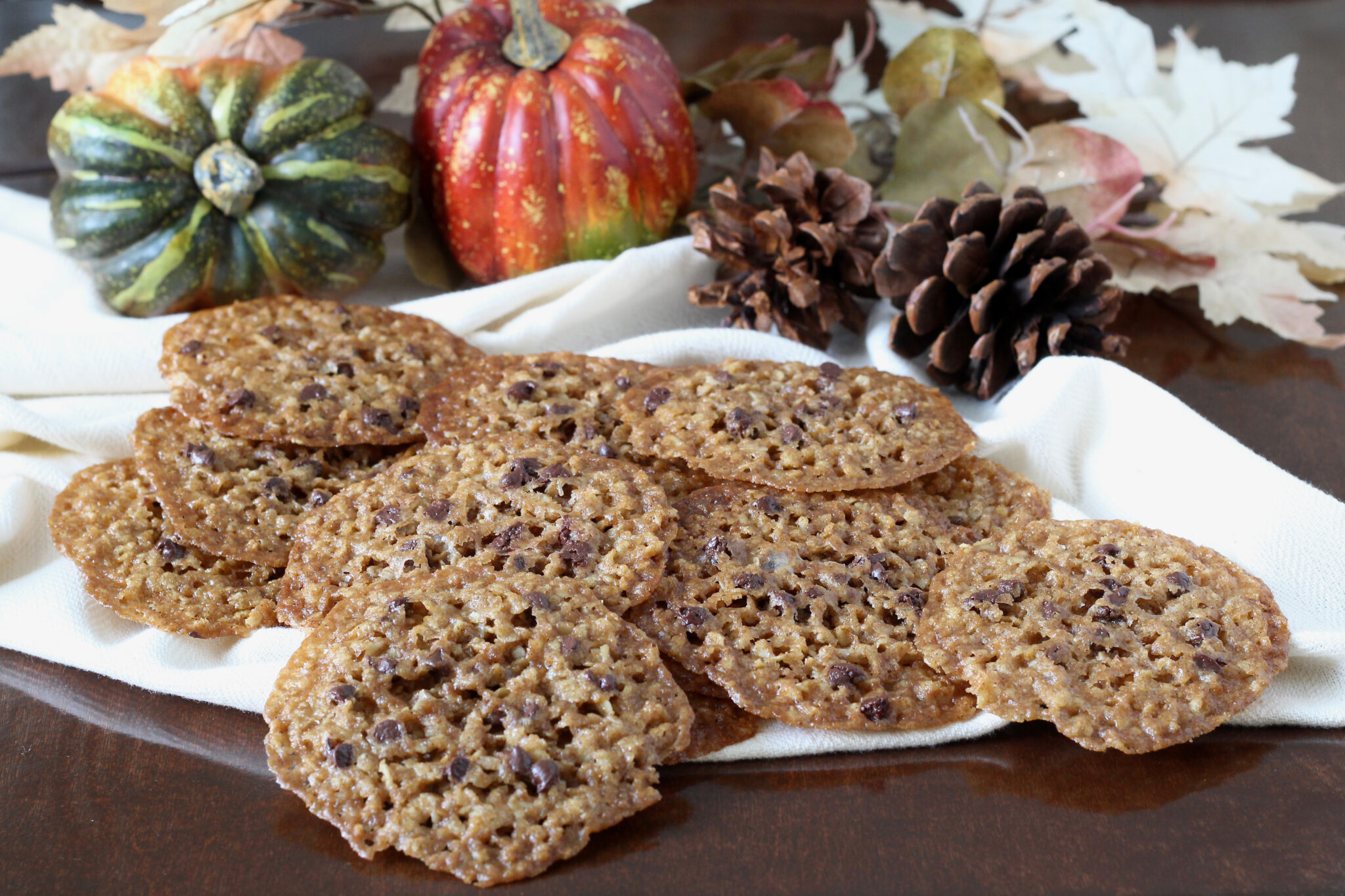 Pumpkin Chocolate Chip Lace Cookies