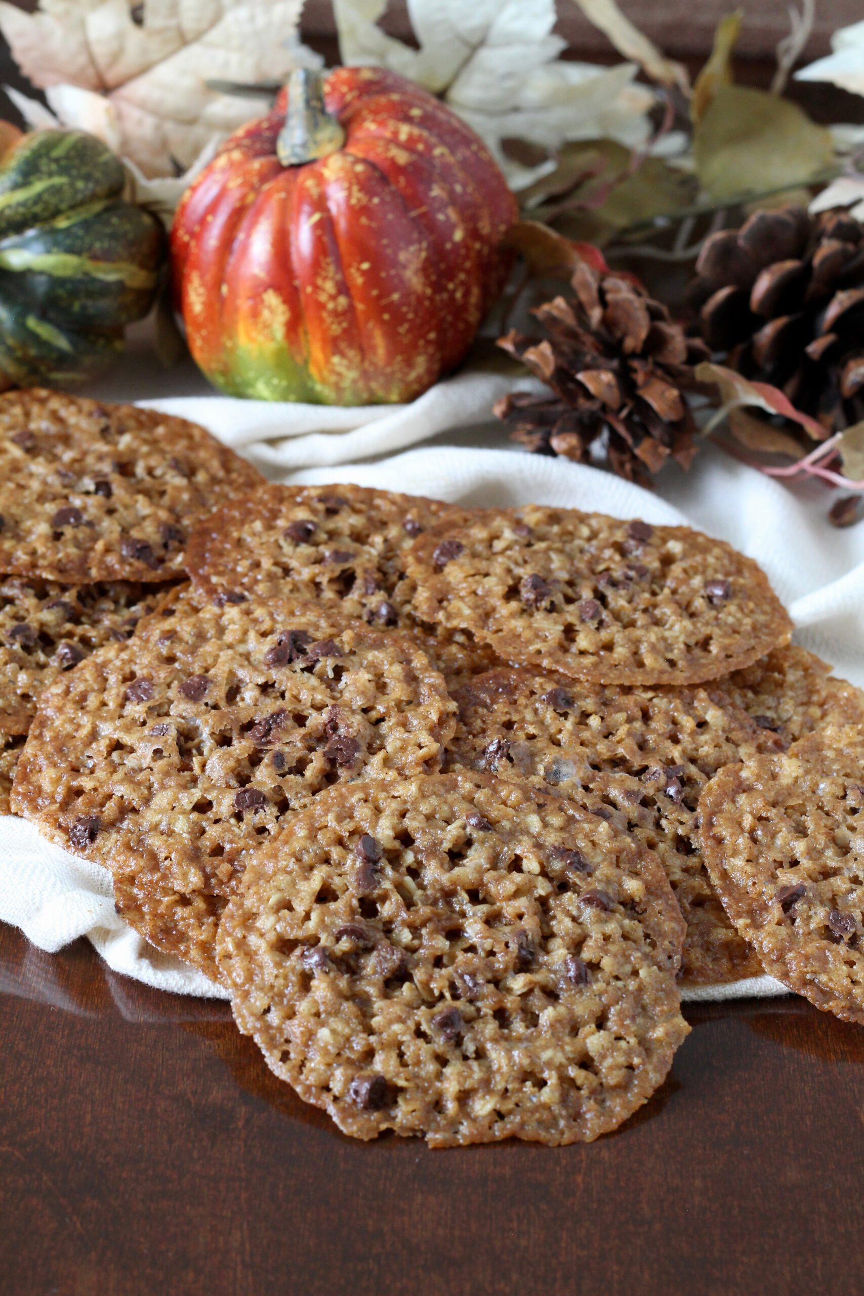 Pumpkin Chocolate Chip Lace Cookies