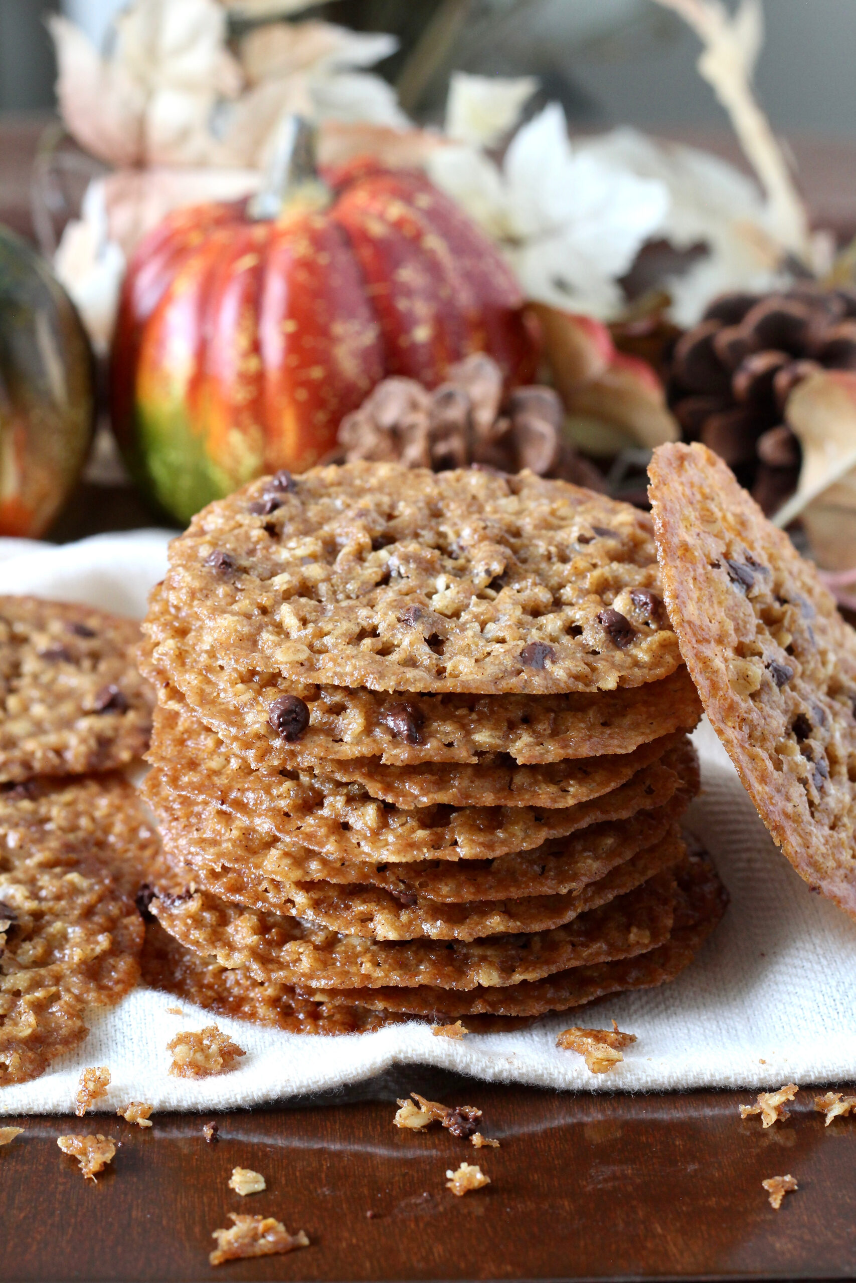 Pumpkin Chocolate Chip Lace Cookies