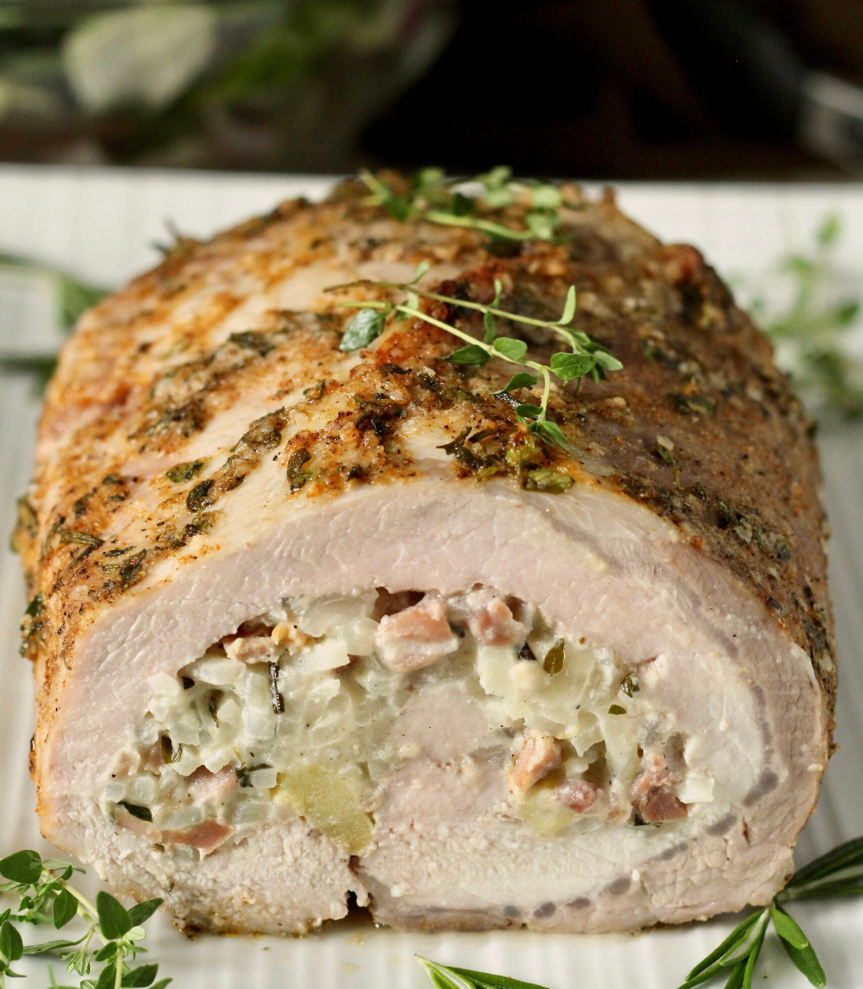 Potato Prosciutto and Apple Stuffed Pork Loin